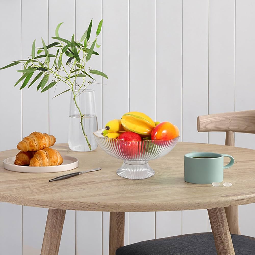 Floral Fruit Vegetable And Salad Bowl With Base, Fruit Trifle Serving Dish, Luxury Lightweight Fruit Plate, Modern Fruit Bowl Floral Fruit Vegetable And Salad Bowl With Base, Fruit Trifle Serving Dish, Luxury Lightweight Fruit Plate, Modern Fruit Bowl